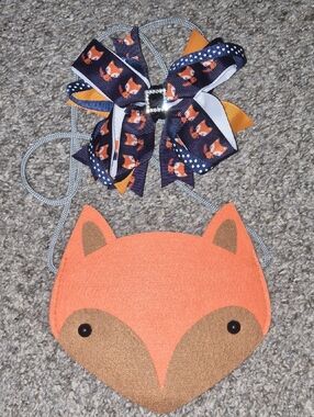 Toddler Orange Fox Crossbody Purse with Bow